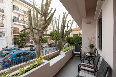 a balcony with a view of a street at Cactus Residence Chania in Chania Town