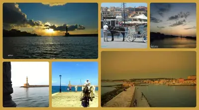 a collage of photos with a man riding a horse at Atreas’ Art Studio in Chania Town