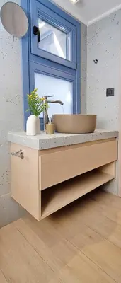 a bathroom with a sink and a mirror at Il Porto Blu in Chania Town