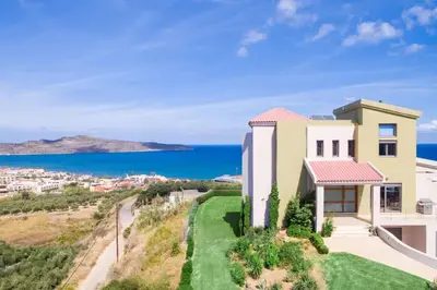 a house with a view of the ocean at Villa Pasiphae in Stalos