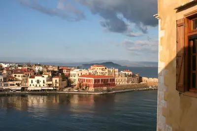 a view of a city with a river and buildings at Dorothy's Dream in Chania Town