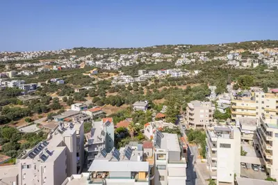 an aerial view of a city with buildings at Casa Del Sol-Halepa- in Chania Town