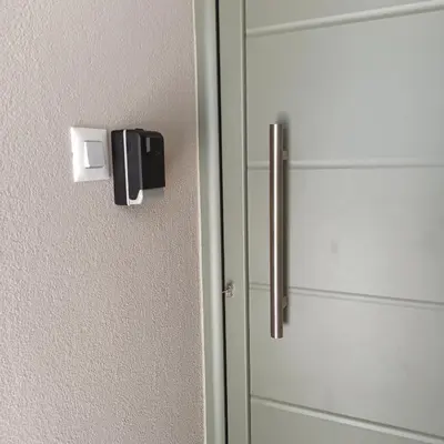 a door of a refrigerator with a door knob at Olgas cozy home in Chania Town