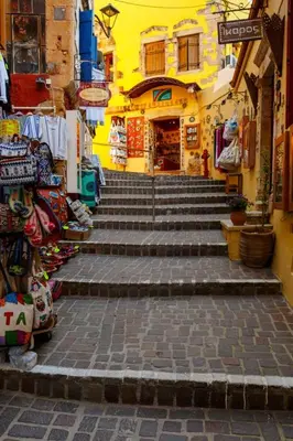 a group of stairs leading up to a building at Erofili central apartment in Chania Town