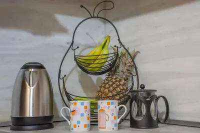 a rack with a pineapple and a basket of bananas at Casa Anthea 3 bedroom apartment with Garden in Kounoupidhianá