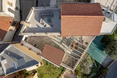 an overhead view of a building with red roofs at Casa Benedetta in Chania Town