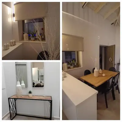 a collage of pictures of a kitchen and a dining room at EVAMAR, Premium Living in Chania Town