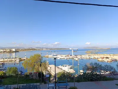 a view of a marina with boats in the water at Ferienwohnung am Meer Belle Vue in Chania Town