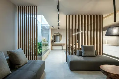 a living room with two couches and a table at Zakro Luxury Living Chania in Chania Town