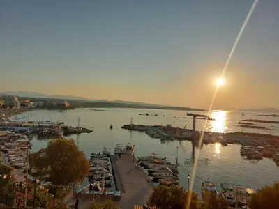 a view of a harbor with boats in the water at Eva's Suite in Chania Town
