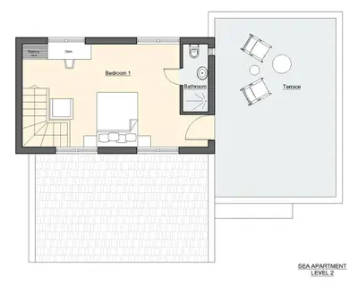 a floor plan of a room with at Sea Apt - Akrotiri in Kounoupidhianá
