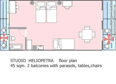 a drawing of a floor plan of a house at Heliopetra studios, small village near beaches in Douliana