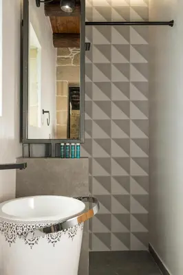 a bathroom with a sink and a mirror at Semes luxury villas in Drapaniás