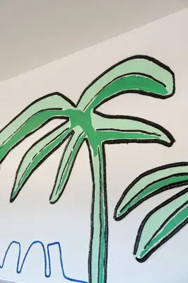a drawing of a palm tree on a cake at 8 Min walk to Harbour in Chania Town