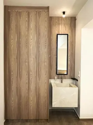 a bathroom with a sink and a mirror at Kia's city retreat in Chania Town