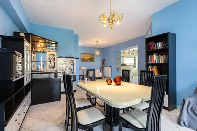 a kitchen and dining room with a table and chairs at Large Cozy House near the sea - Kolimvari Village - 6 Pax in Kolymvari