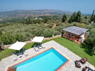 an aerial view of a swimming pool in a villa at Villa Avra Vrisses Crete in Alikampos