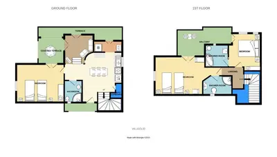 a floor plan of a house at Villa Clio with Pool Stalos Crete in Stalos