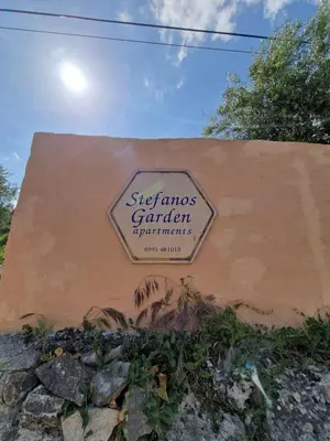 a sign for the siegnes gardenerarations at Stefanos Garden3 in Arménoi