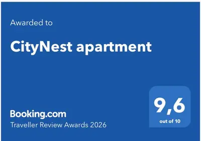 a sign that says city next appointment with a blue background at CityNest apartment in Chania Town