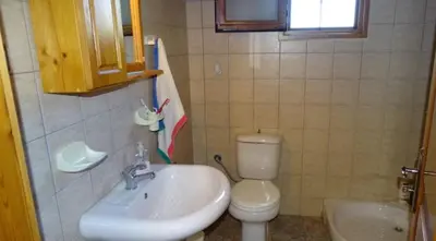 a bathroom with a toilet and a sink at Villa Oneiro Tsivaras in Tsivarás