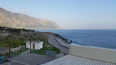 a view of the ocean from the roof of a house at Tarra in Agia Roumeli