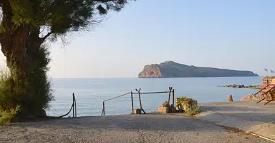 a view of a body of water with a tree at Tile Apartments 3 in Agia Marina Nea Kydonias