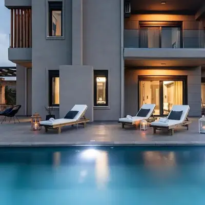 Calmar Boutique Villa 5min drive to Kolymvari beach with Private Pool & Sea Views