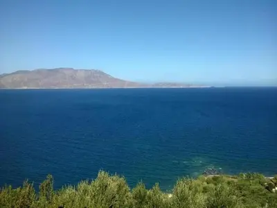 a view of a large body of water at Seaview Studio in beautiful setting, west from Chania in Ravdhoúkha