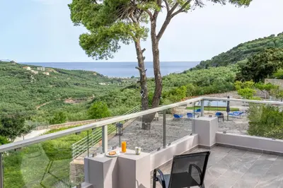 a villa with a view of the ocean at Earthly Paradise in Kissamos