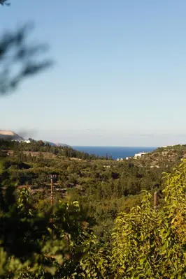 a view of the ocean from a hill at Theodoras Villas in Gavalochori