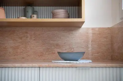 a bowl sitting on a counter in a kitchen at Eva's Apartment in Chania Town