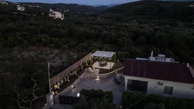 an aerial view of a house with a roof at Be Crete - Villa Vayanna in Sirílion