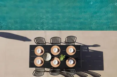 a group of four lights sitting on a table at Madre Tierra Boutique Villa 4 in Potistíria