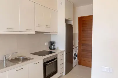 a white kitchen with a sink and a dishwasher at Phaedrus Living Seaside Thalassa Cretan 203 in Módhion