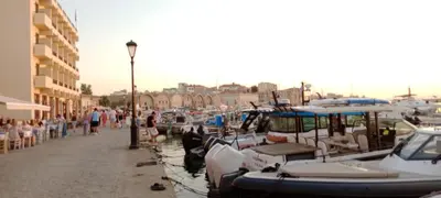 a group of boats parked in a marina at Ela Apartment Chania in Chania Town