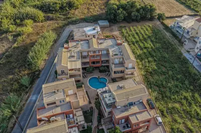 an aerial view of a house with a blue heart on it at Helena's Dream Home in Maleme