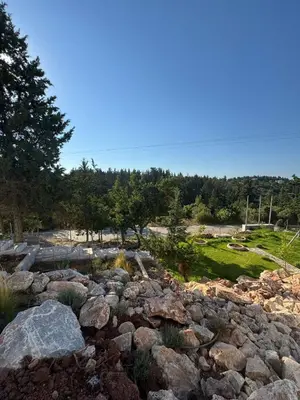 a pile of rocks in a field with trees at Villa & Apartament Armonia 3 Gaja Flora Gavalochori - Vamos KRETA in Vamos