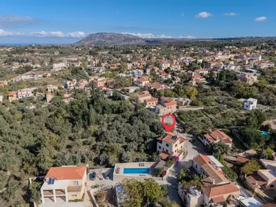 an aerial view of a small town with houses at Vamos villa in Vamos