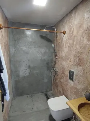 a bathroom with a shower with a toilet in it at Meteoron Platanias in Plataniás