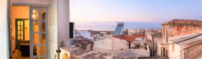 a view of a city from a building at House Minoos in Chania Town