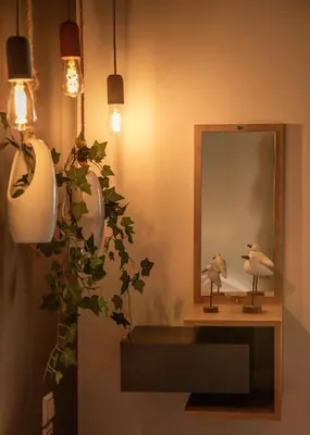 a bathroom with a mirror and a sink at Garden house by Dreams in Chania Town