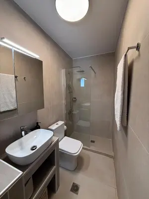 a bathroom with a toilet and a sink and a shower at NESTIVA - Apartment in the Center of Chania in Chania Town