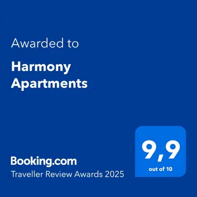 a blue text box with the words awarded to humanity applicants at Harmony Apartments in Kato Daratso