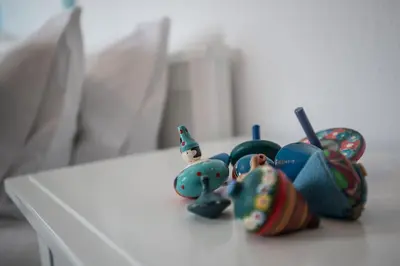 a group of toys sitting on top of a table at Villa Oleander in Kounoupidhianá