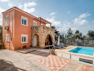 an image of a villa with a swimming pool at Villa in Kalamitsi near White Mountains in Kalamítsion Alexándrou