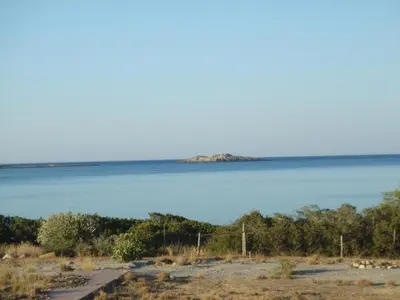 an island in the middle of a large body of water at Villa-Palaiochora in Palaiochóra