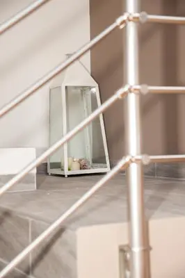 a mirror on the bottom of a stair case at Efrilias Studios & Apartments in Kissamos