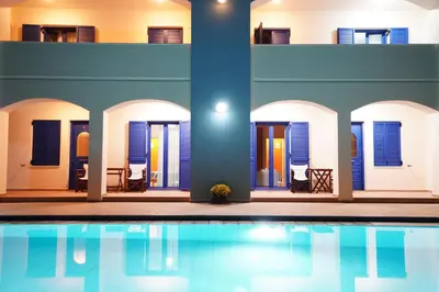 a house with a pool in front of it at Sfakian Horizon in Khóra Sfakíon