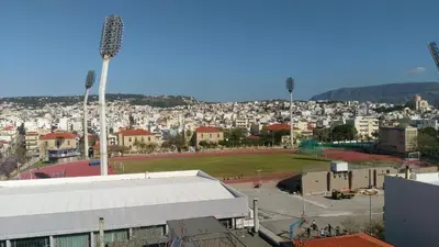 a view of a city with a baseball field at ChaniaStay Central Apartments in Chania Town